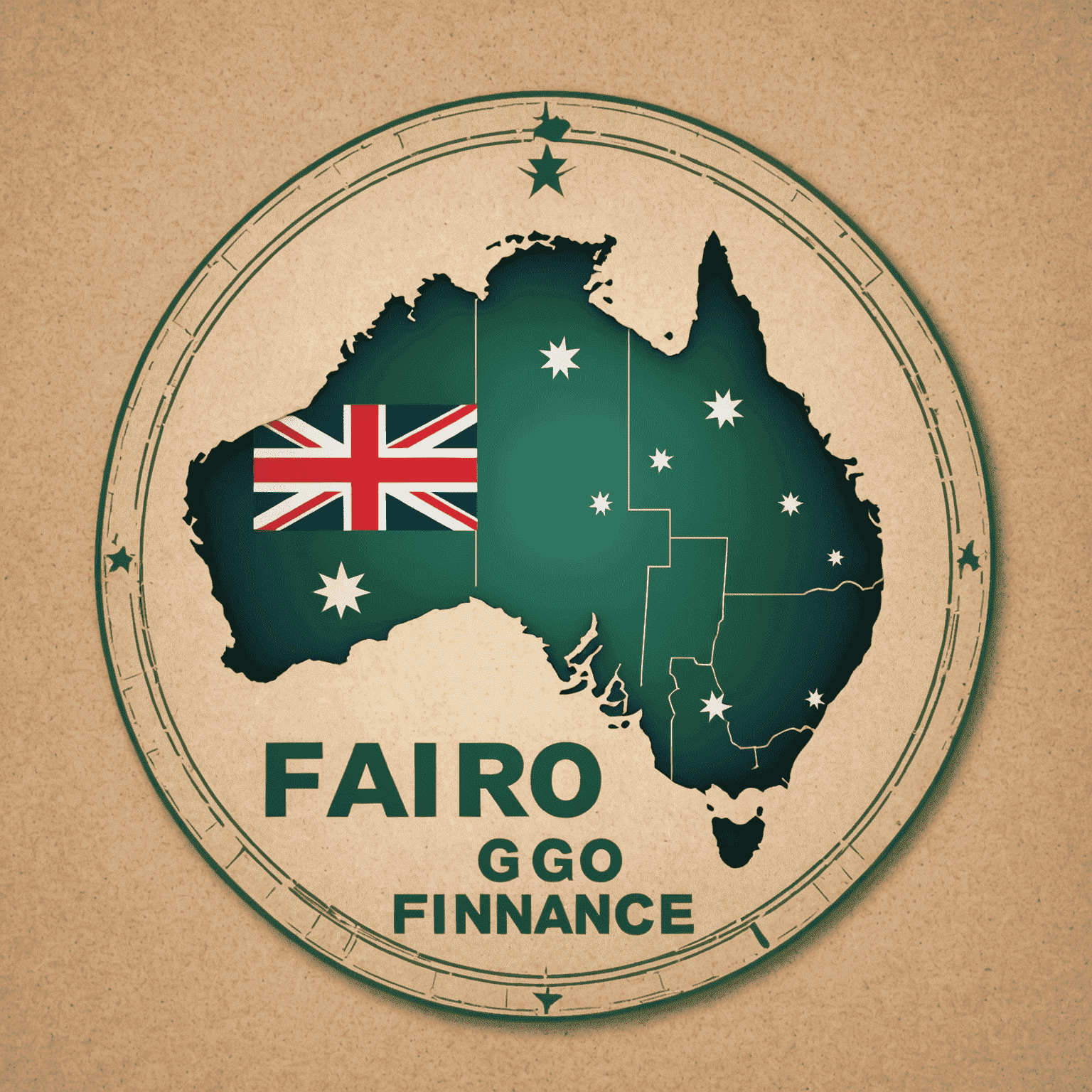 Fair Go Finance logo featuring a stylized Australian map with dollar signs