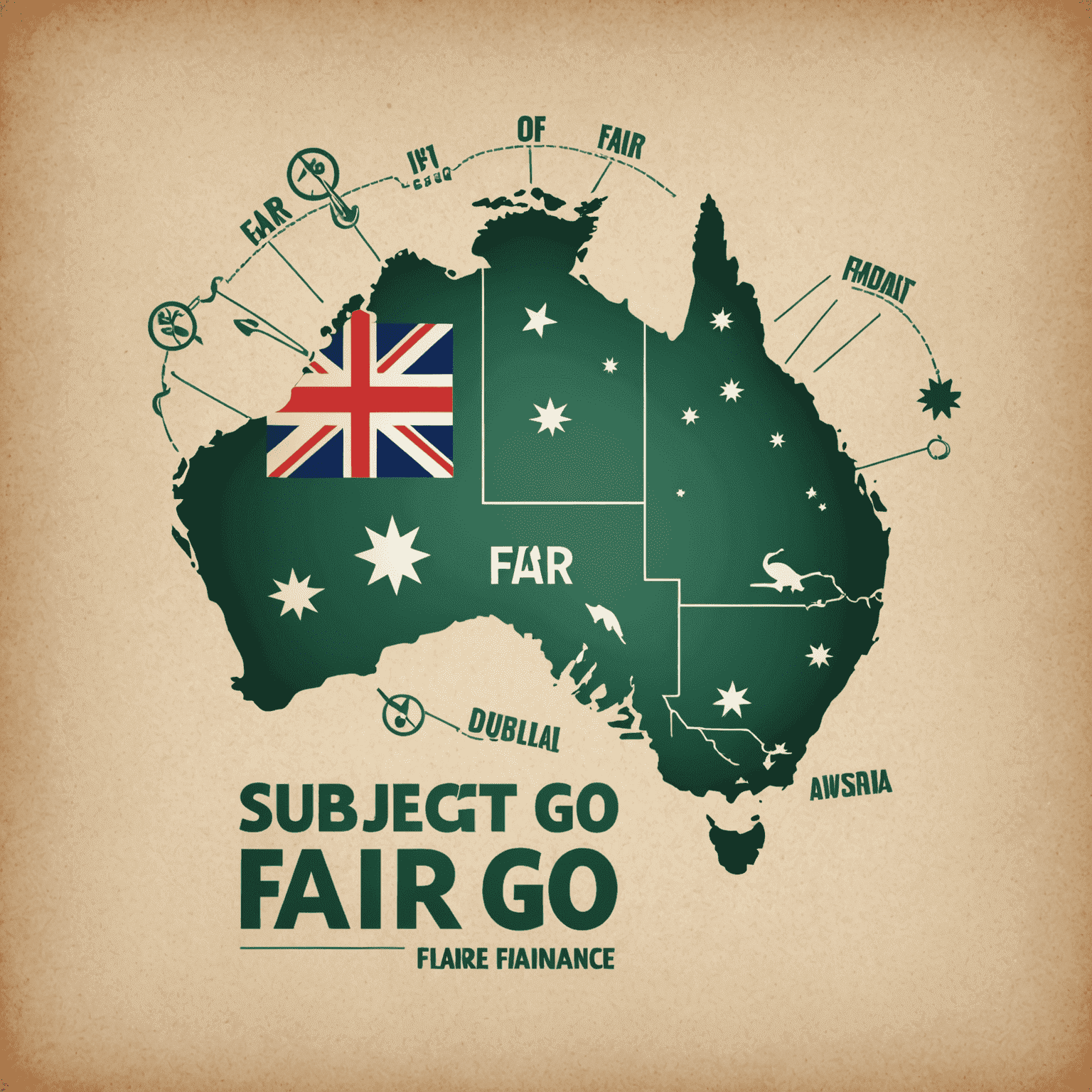 Fair Go Finance logo featuring a stylized Australian map with dollar signs