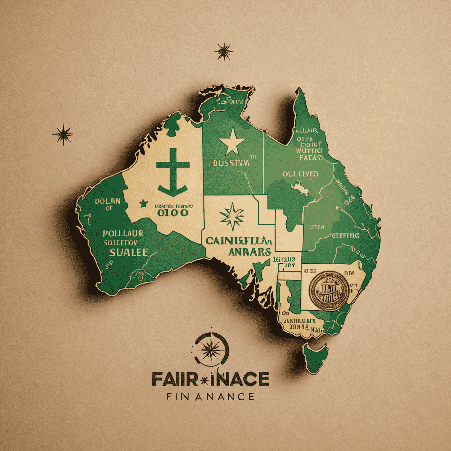 Fair Go Finance logo featuring a stylized Australian map with dollar signs