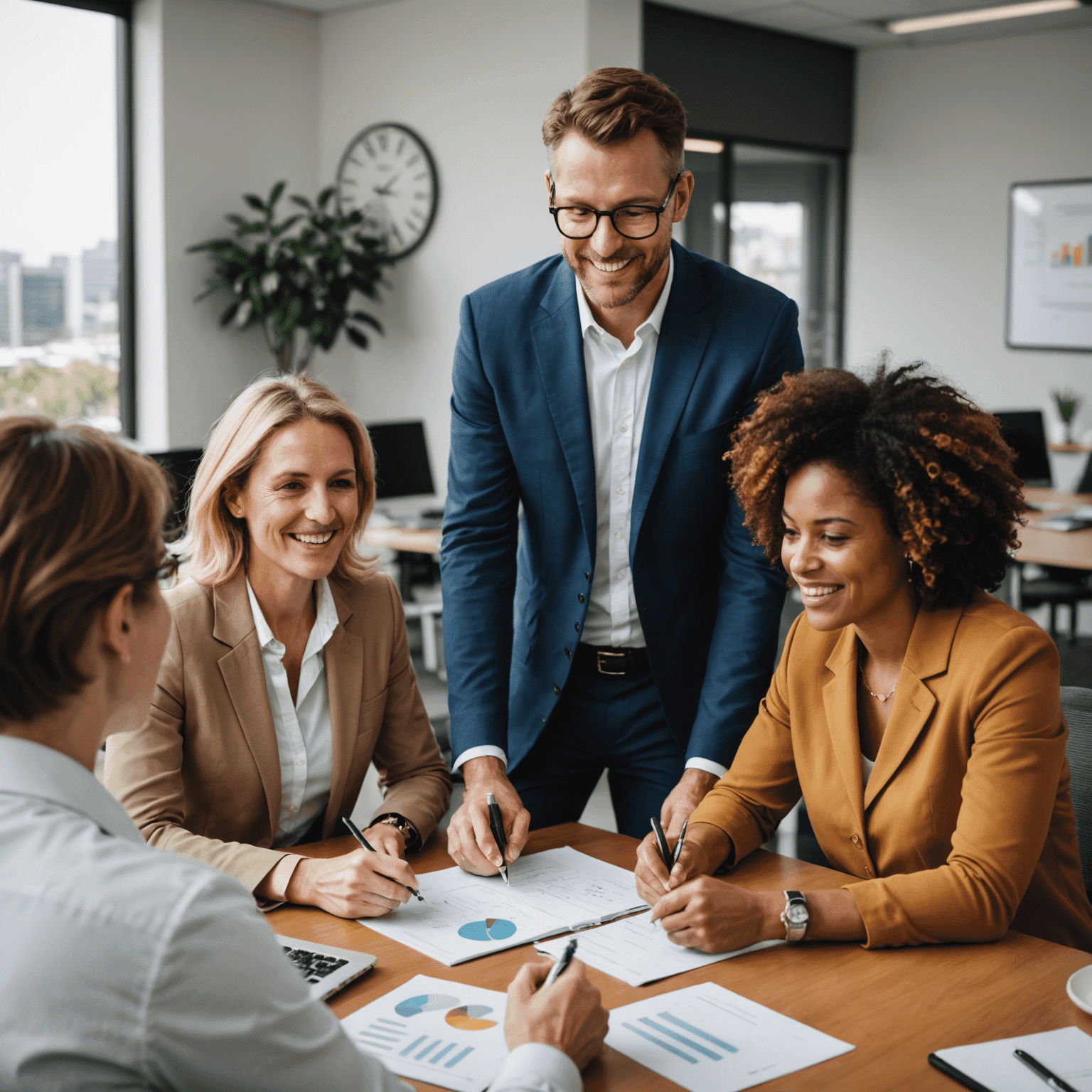 A diverse group of Australians engaged in a financial planning session with a professional advisor, showcasing our personalized approach to financial guidance